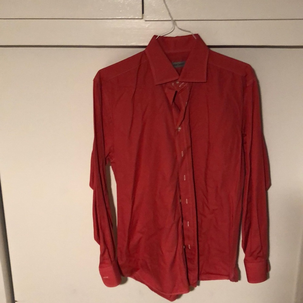 Men’s Coral Red Button down Dress Shirt